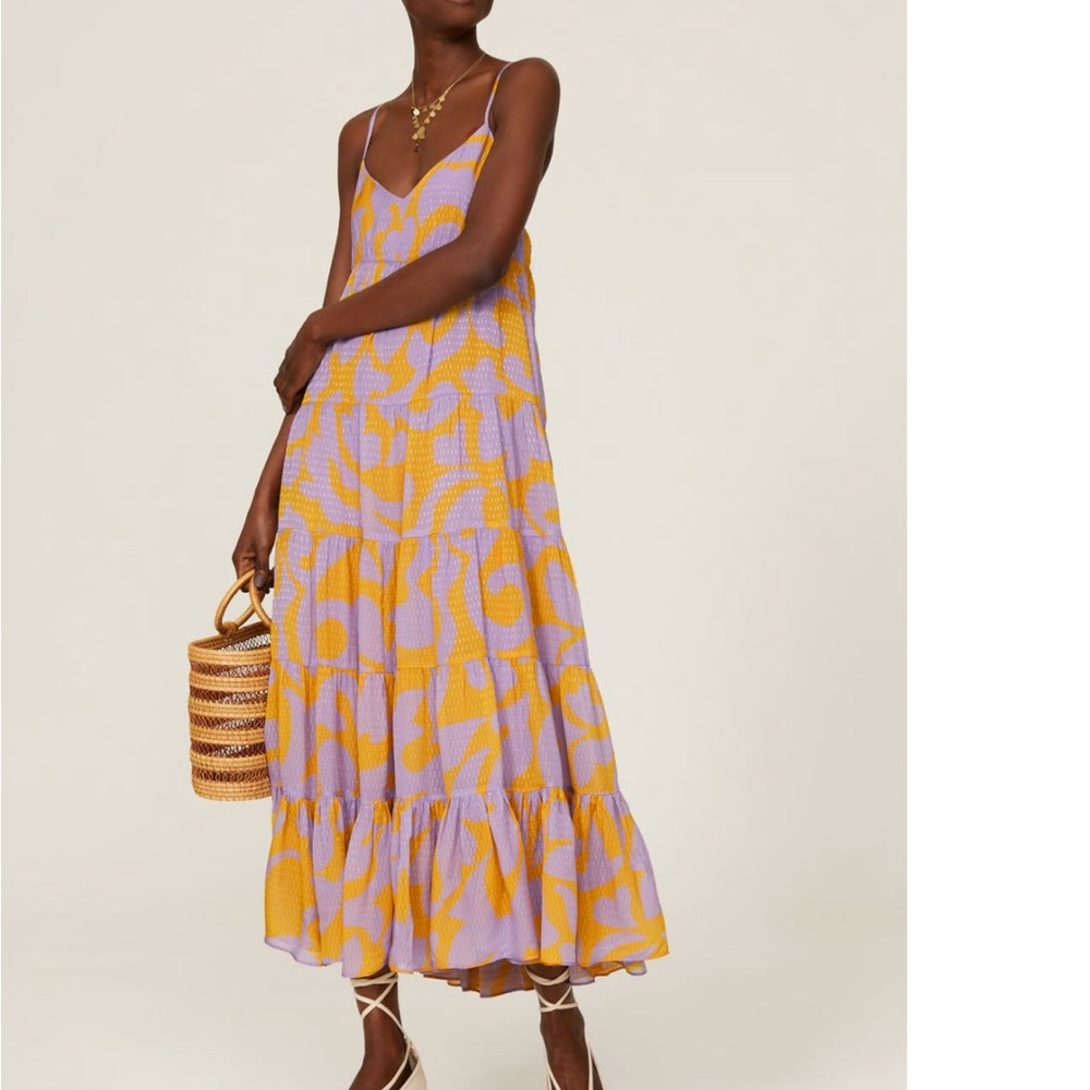 Elegant Purple and Yellow Maxi Dress